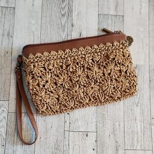 The Sak Brown Crochet Wristlet Clutch